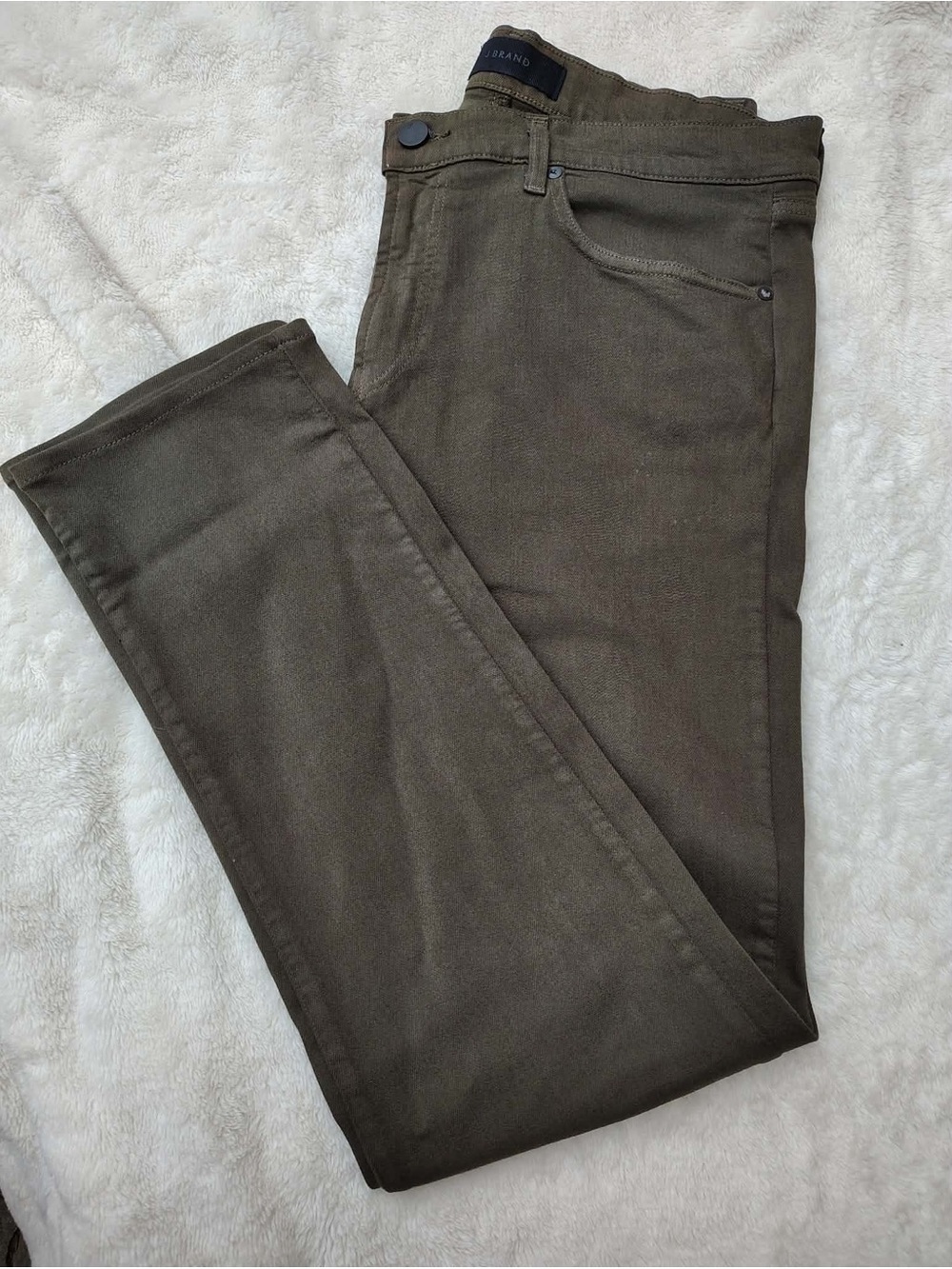 J Brand 5 Pocket Jean Cut Pants Size 36 Solid olive Green Cotton Blend Excellent